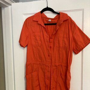 Old Navy Orange Utility Romper (Medium)